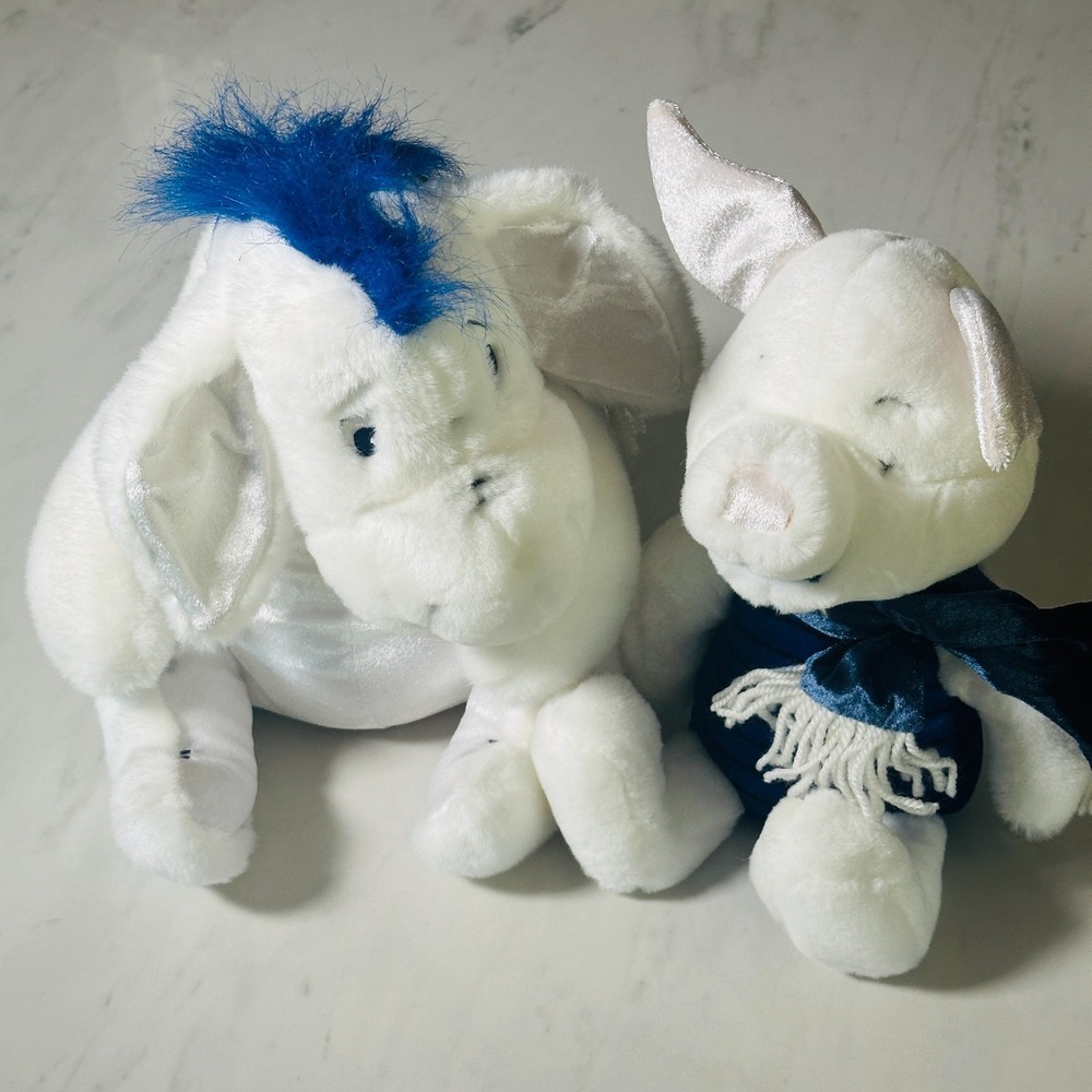 Disney Store Plush Winter White Piglet with Scarf + Eeyore